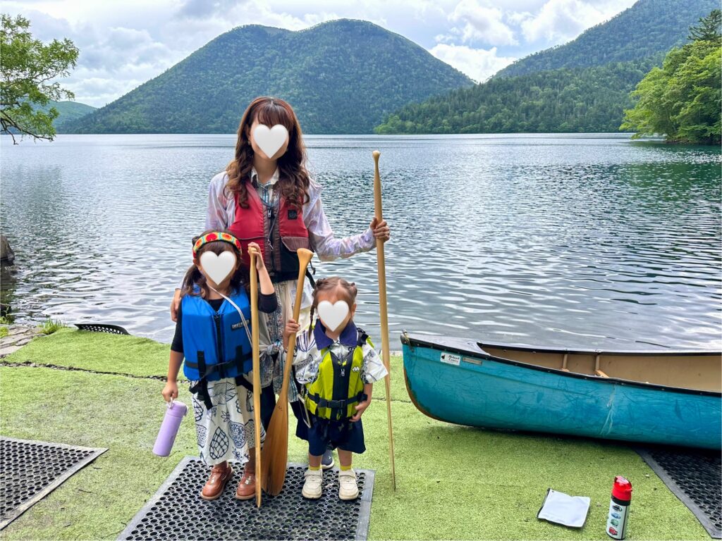 カヌー体験の家族写真